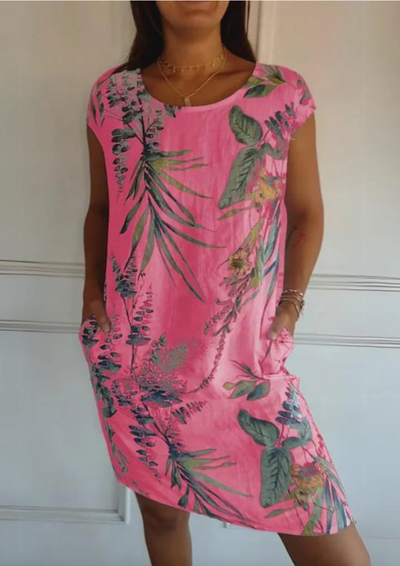 JOANA - BEDRUCKTES KLEID MIT RUNDHALSAUSSCHNITT