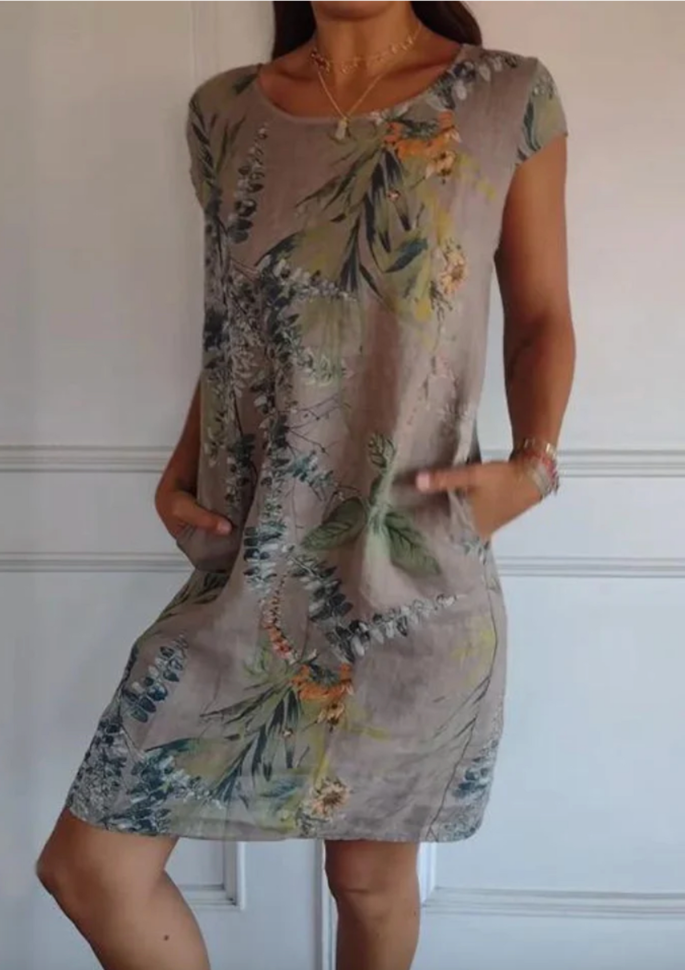 JOANA - BEDRUCKTES KLEID MIT RUNDHALSAUSSCHNITT
