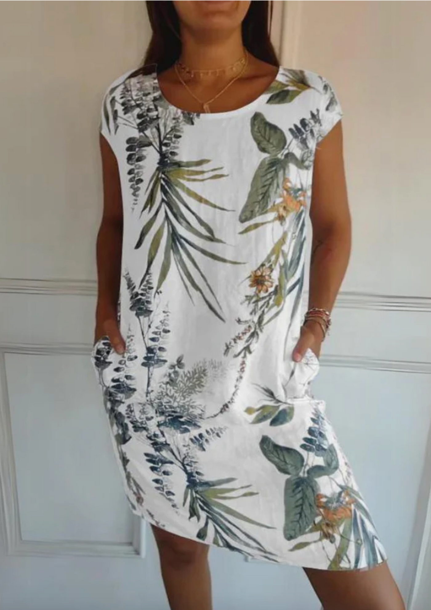 JOANA - BEDRUCKTES KLEID MIT RUNDHALSAUSSCHNITT